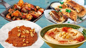 various Lebanese mezze dishes