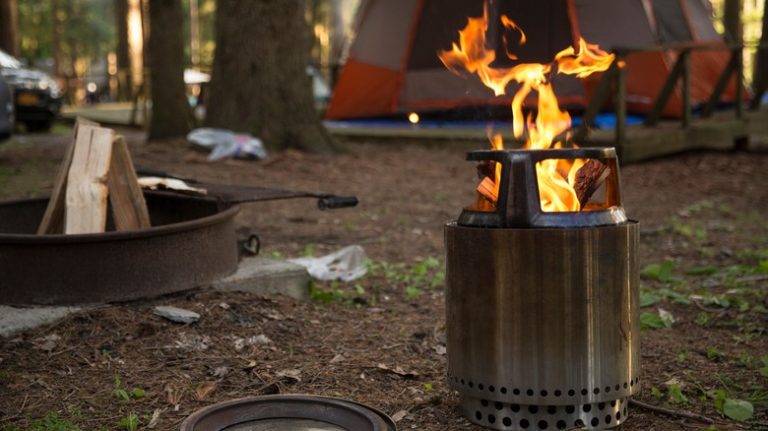 Solo Stove with flames