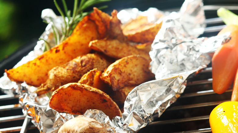 campfire potatoes in foil