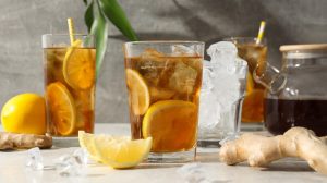 Arnold Palmer drink with fresh ginger