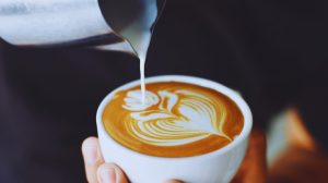 Milk poured into latte art