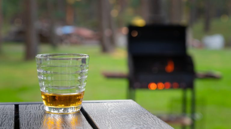 Bourbon glass with barbecue